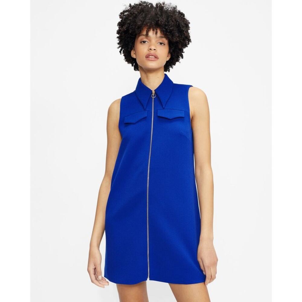 Ted Baker London Women 60's Aline Shift Sleeveless Zip-Up Collared Dress